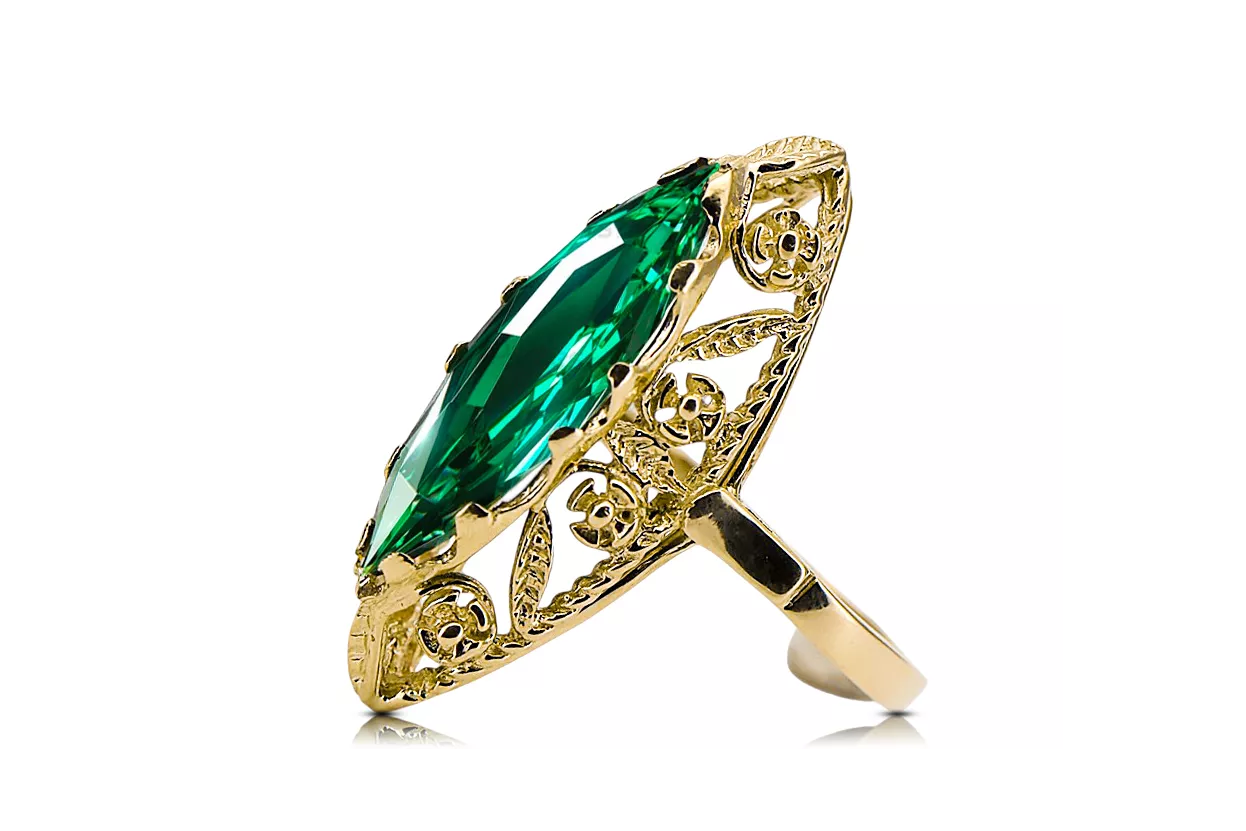 Inel Vintage Smarald Aur galben 14K vrc005y